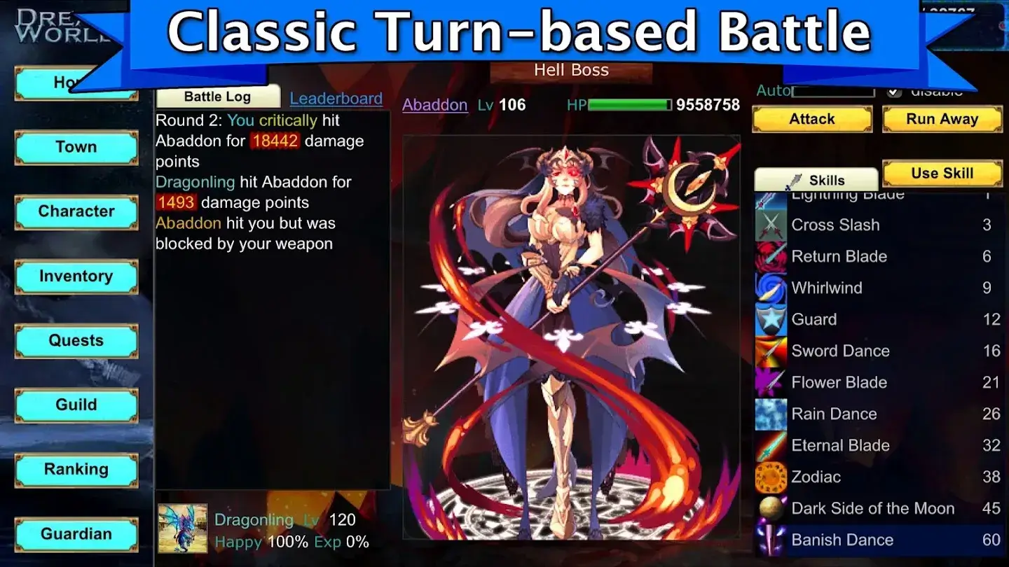 Dream World RPG turn-based battle