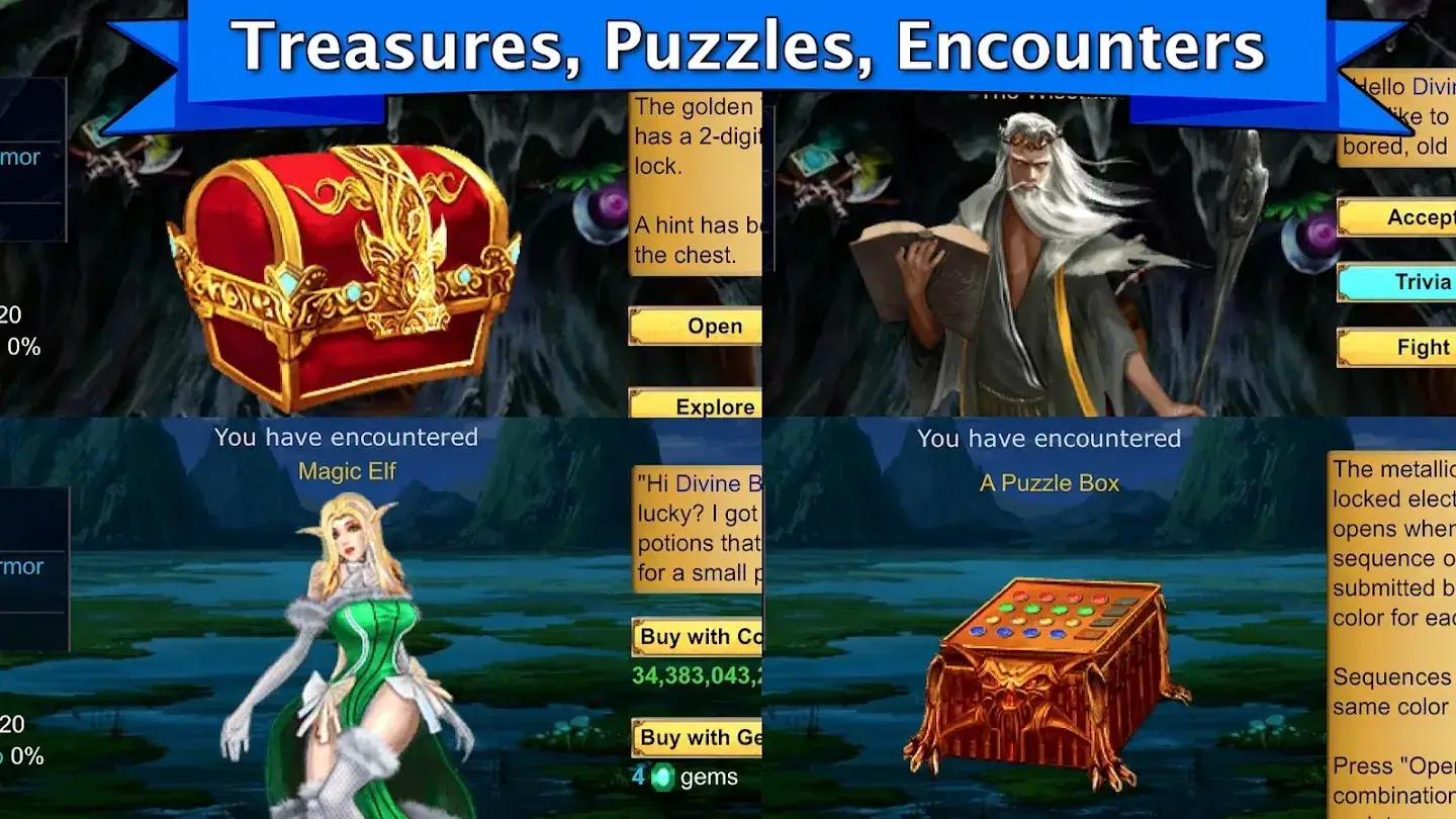 Treasures, puzzles and encounters in Dream World RPG